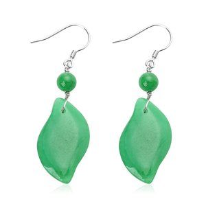 NEW 51.01 ctw Burmese Green Jade Carved Earrings